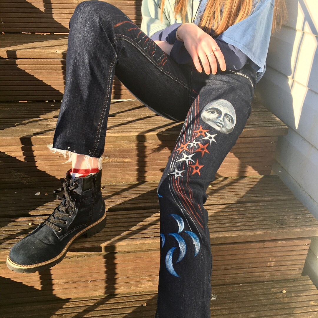 Jeans Pintados Jeans Customizados Hombre Jeans Pintados A Mano