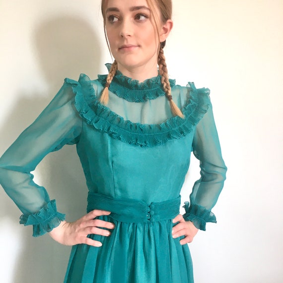 80s vintage dress, Green prom dress, Princess Dia… - image 3