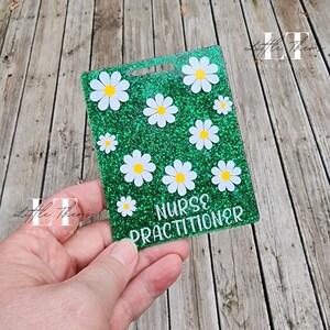 Daisy Glitter RN Badge Buddy: Custom Floral Nurse Badge Reel