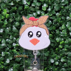 Interchangeable Chicken Badge Reel: Farm Animal Acrylic Topper