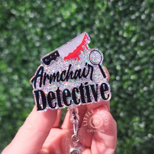 Armchair Detective Badge Reel, Crime Badge Reel, True Crime Junkie Badge Reel, Nurse Badge Clip, True Crime Lover Gift, Teacher Badge Holder