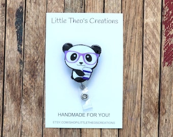 Carrete de insignias de panda: porta credencial retráctil de animal
