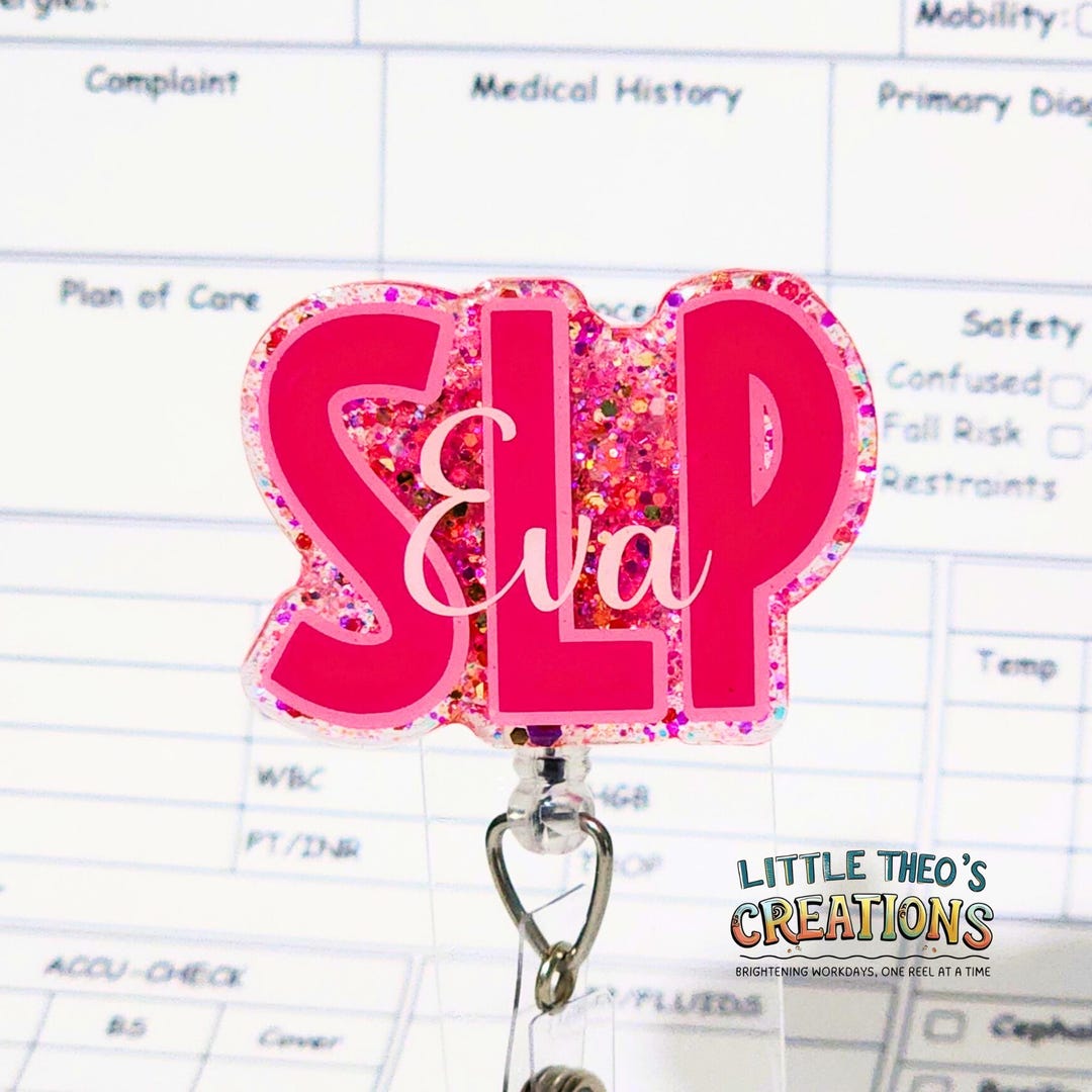 Slp Ribbons SLP Badge Reel: Speech Language Pathologist Gift, Interchangeable ID ...