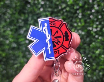 Firefighter Paramedic Badge Reel: EMT First Responder Gift