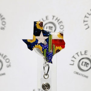 Texas Badge Reel, ID Badge Holder, RN Badge Reel, State of Texas, Retractable, MRI Safe, Texas Badge Holder, Nurse Gift, Teacher Badge Reel