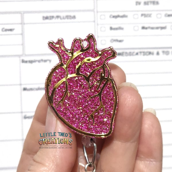 Portatarjetas de identificación anatómico del corazón: Adorno intercambiable para enfermera médica