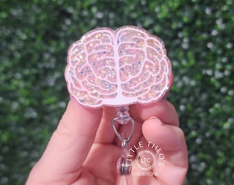 Brain Glitter Badge Reel: Neurology Nurse Badge Holder