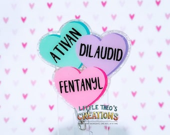 Conversation Hearts Badge Reel, ICU Nurse Valentine Gift