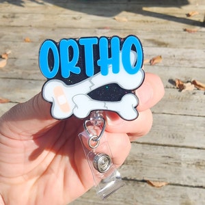 Ortho Badge Reel – Orthopedic Nurse ID Holder, Cute Medical Badge Clip, Nurse Badge Reel for Hospital Staff, Retractable Work ID Reel