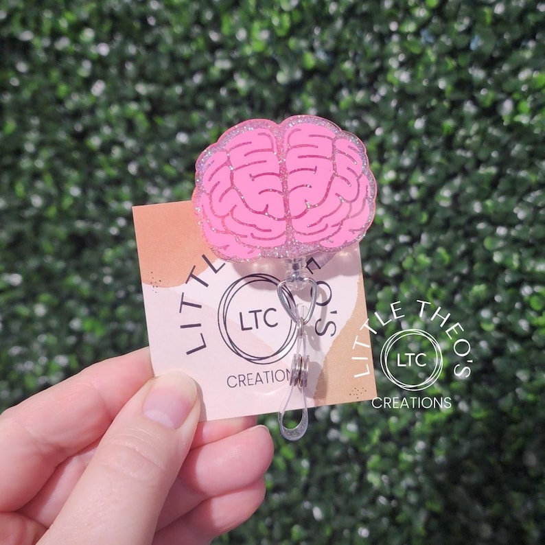 Portatarjetas de identificación Brain Badge Reel: Clip acrílico retráctil para identificación para enfermeras de neurología imagen 6