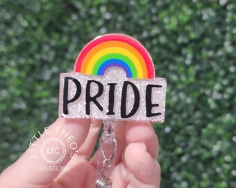 Pride Badge Reel: LGBTQ+ Rainbow Acrylic ID Clip