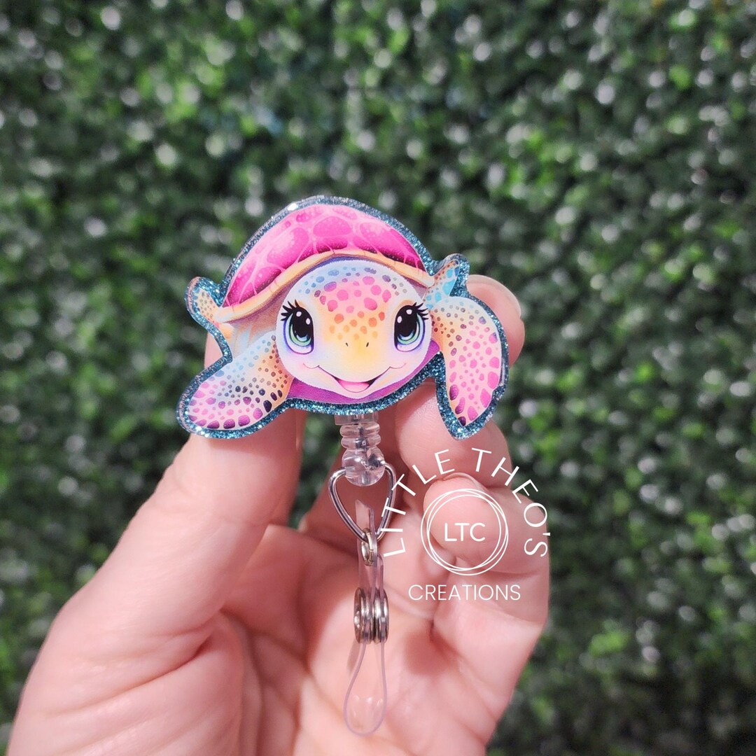 Retractable Turtles Sea Turtle Badge Reel, Acrylic Retractable ID Holder - Etsy