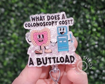 Xipromi Take Care Of Your Intestines Badge Reels Retractable Glitter With Clip, Funny Colon Badge Holder For Gastroenterologist Gastrointestinal Endoscopy Internal Nurse GI Surgeon Nephrology