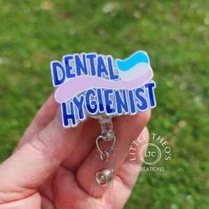 Dental Hygienist Badge Reel,  Dental Professional Badge Holder, Cute Retractable Badge Reel, Hygienist Badge Reel