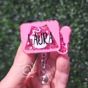 Ultrasound Badge Reel: Glitter Sonographer Retractable ID Badge