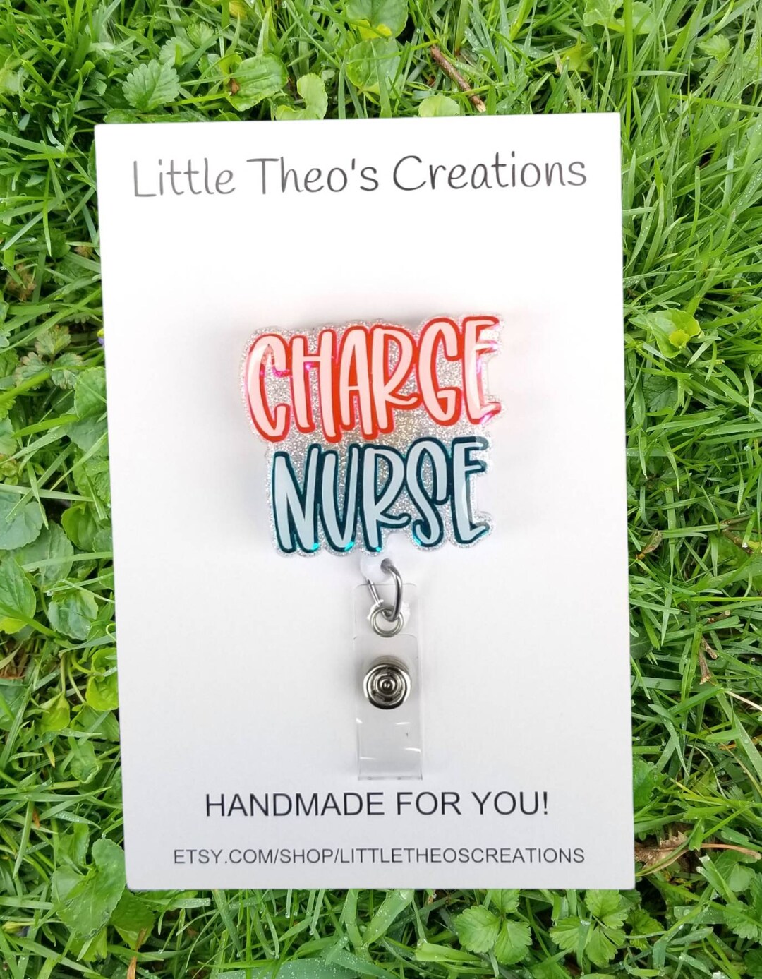 Charge Nurse Glitter Badge Reel: Retractable Medical Badge Clip - Etsy
