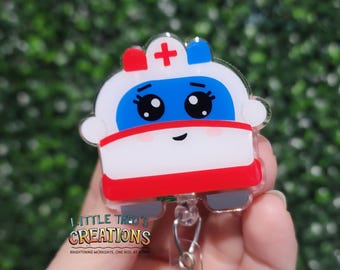 Ambulance Badge Reel: Acrylic Wee Woo Dispatcher ID Holder, EMT Paramedic Gift