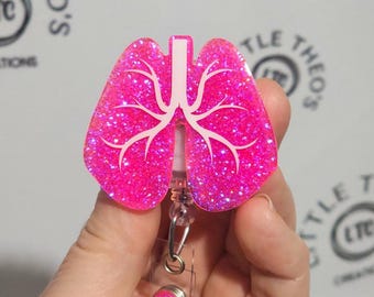Roze glitter longbadge: cadeau ademhalingstherapeut