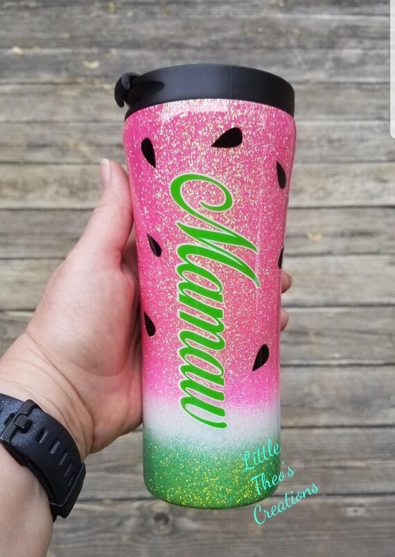 Watermelon Tumbler Watermelon Glitter Tumbler Spring Glitter Etsy