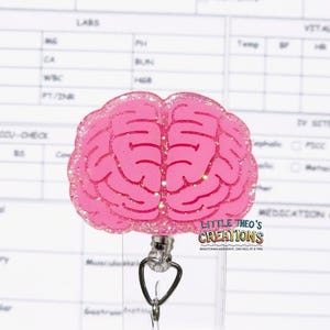 Portatarjetas de identificación Brain Badge Reel: Clip acrílico retráctil para identificación para enfermeras de neurología imagen 1