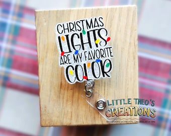 Christmas Lights Badge Reel – Funny Holiday Retractable ID Clip, Festive Nurse & Teacher Badge Holder