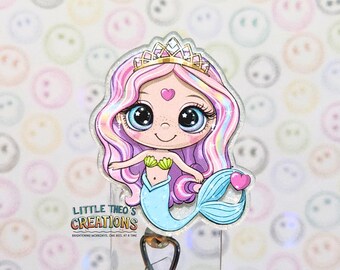 Mermaid Badge Reel: Retractable Ocean Nurse ID Holder