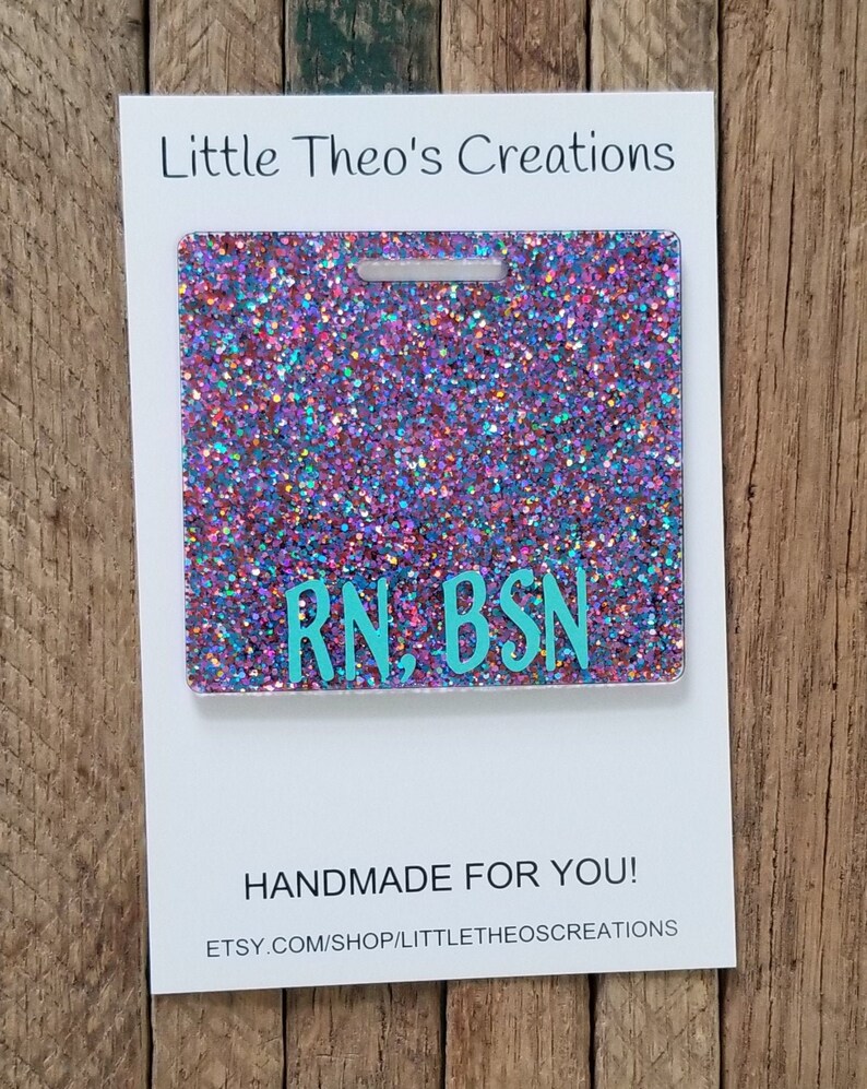 Custom Badge Buddy Horizontal Badge Buddy Glitter Badge Etsy
