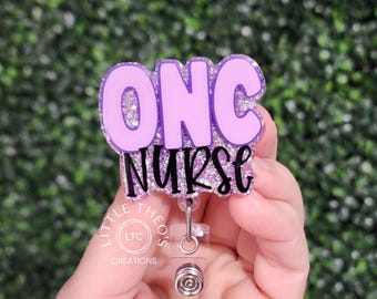ONC Nurse Badge Reel: Cancer Care ID Holder, Interchangeable Topper