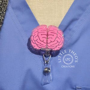 Portatarjetas de identificación Brain Badge Reel: Clip acrílico retráctil para identificación para enfermeras de neurología imagen 5