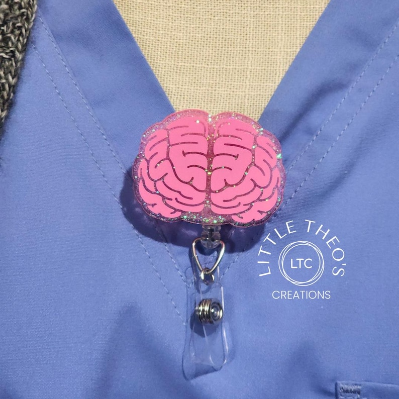 Portatarjetas de identificación Brain Badge Reel: Clip acrílico retráctil para identificación para enfermeras de neurología imagen 5