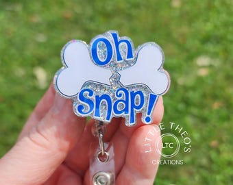 Oh Snap Bone Badge Reel: Clip per badge umoristica per infermieri ortopedici