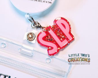 SLP Badge Reel Charm, 1" Acrylic Speech Therapist Charm