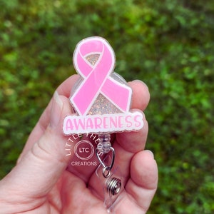 Breast Cancer Awareness Badge Reel, Oncology Nurse Badge Holder, Pink Ribbon Badge Reel