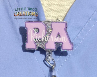PA Badge Reel, Glitter Physician Assistant Badge Holder, Interchangeable