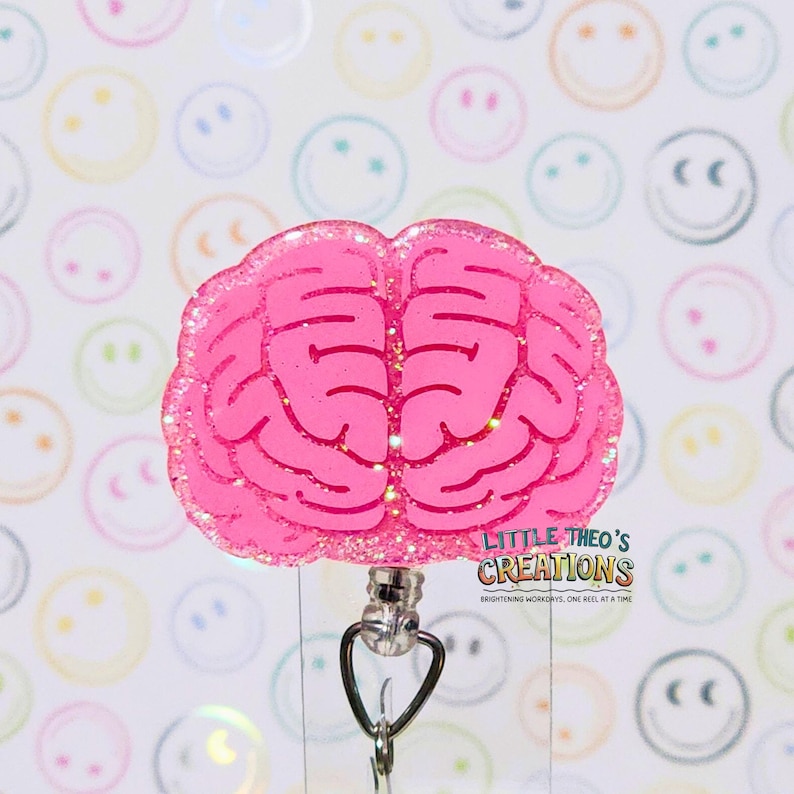 Portatarjetas de identificación Brain Badge Reel: Clip acrílico retráctil para identificación para enfermeras de neurología imagen 3