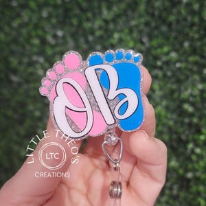 OB Nurse Badge Reel, Labor and Delivery ID Clip, Cute OB L&D Badge Holder, Baby Themed Nurse Gift, Retractable Badge Reel for Women’s Health