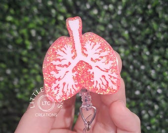 Glitter Lung Badge Reel: Interchangeable RT Respiratory Therapist Badge