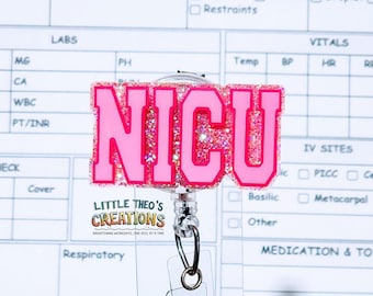 NICU Nurse Badge Reel: Interchangeable Glitter Acrylic Badge Holder
