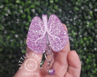 Longenbadge, badgehouder glitter ademhalingswegen, intrekbare ID-clip