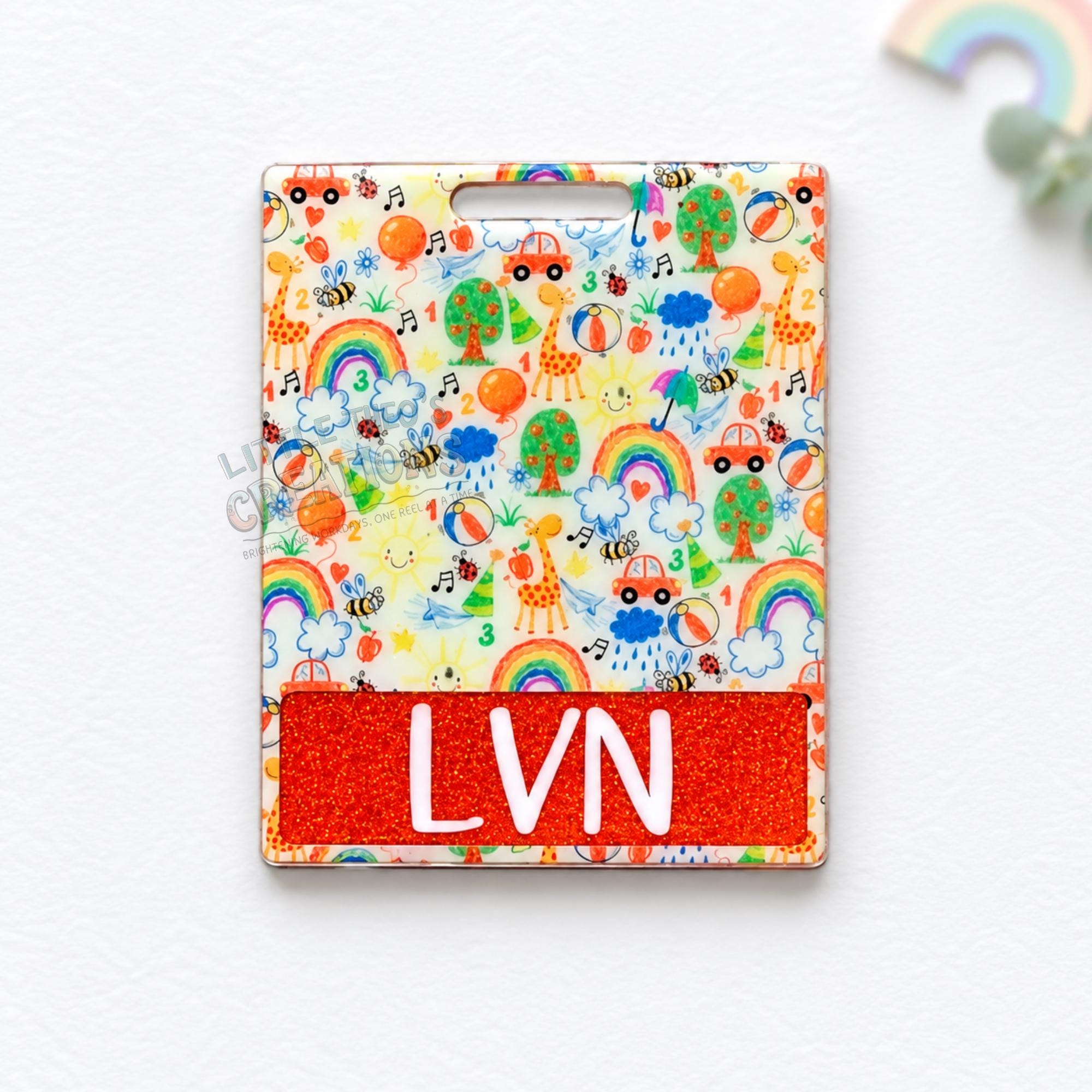 Custom Pediatric Nurse Badge Buddy: Acrylic RN Badge Card