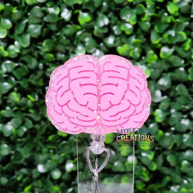 Portatarjetas de identificación Brain Badge Reel: Clip acrílico retráctil para identificación para enfermeras de neurología imagen 2