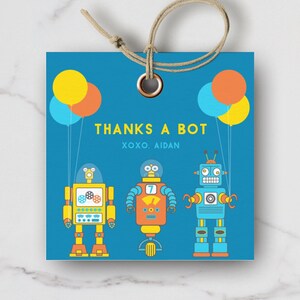 Robot Party Favor Tags Pun Favors Thanks a bot Printable Favor Tags Template Instant Download Robot Party Gift Tags Printable PWL12