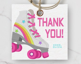 Roller Skate Party Favor Tags Roller Skating Party Favors Personalizable Favors Template DIY Instant Download Rollerskating Gift Tags PWL9B