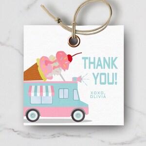 Ice Cream Favor Tag Corjl Editable Template Ice Cream Truck Celebration Party Favors Printable Dital Download PWL11