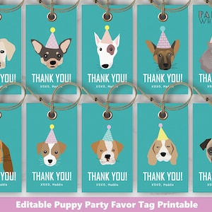 Dog Party Favor Tags Personalized Dog Party Favors Printable Favor Tags Template Party Favors Instant Download Puppy Party Printable PWL6