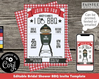 I Do BBQ Bridal Shower Invitation Template BBQ Invite Couples Shower Backyard Barbeque Wedding Party Invite Barbecue Invitation PWL8