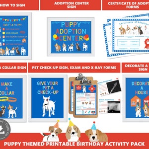 Los niños adoptan una fiesta de cachorros Actividades Paquete de estación de adopción de cachorros Centro de adopción de cachorros Archivos imprimibles digitales Descarga instantánea PWL18