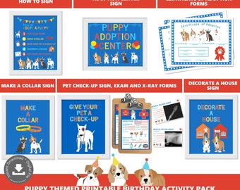 Boys Adopt a Puppy Party Activities Puppy Adoption Station Bundle Puppy Adoption Center Digital Printable Files Instant Download PWL18
