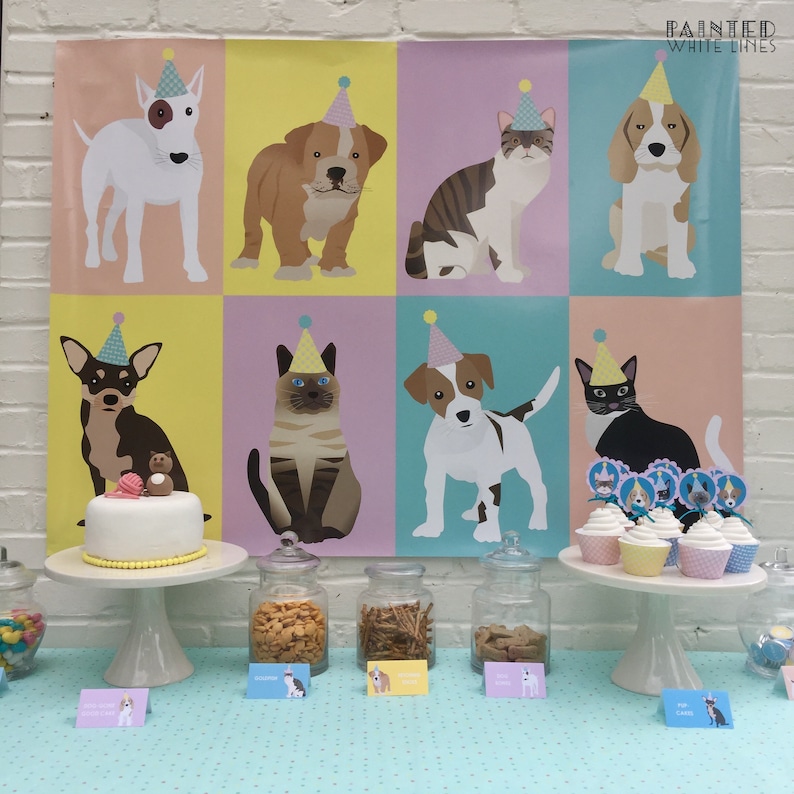 Girls Adopt a Pet Party Instant Download Girls Birthday Party Decor Pet Adoption Party Pet Theme Birthday Printables Dog Cat Party PWL4 image 2