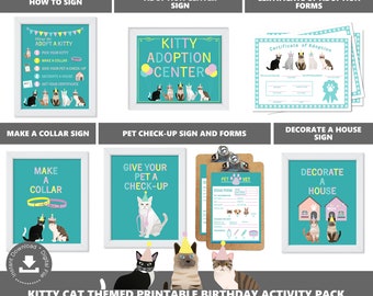 Adopt a Kitty Cat Party Activities Kitty Adoption Station Package Cat Adoption Center Digital Printable Files Instant Download PWL7